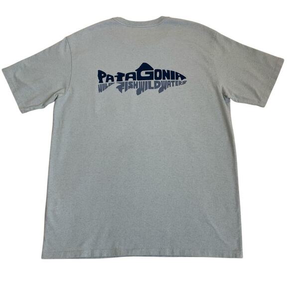 Patagonia Wild Waterline Pocket Responsibili-tee Wispy Green Recycled Cotton Sm - Picture 8 of 16